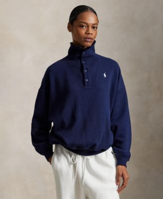 Polo Ralph Lauren - Women's Buttoned Mock Neck Sweatshirt