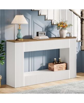 Modern Console Table, 55-Inch Wood Entryway Table with Storage, White