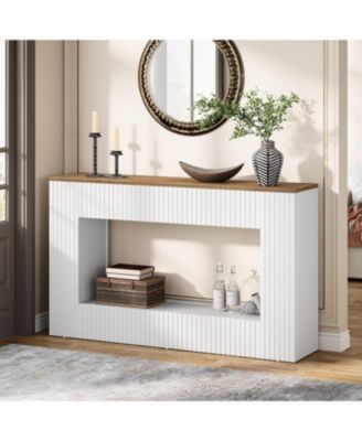 Modern Console Table, 55-Inch Wood Entryway Table with Storage, White