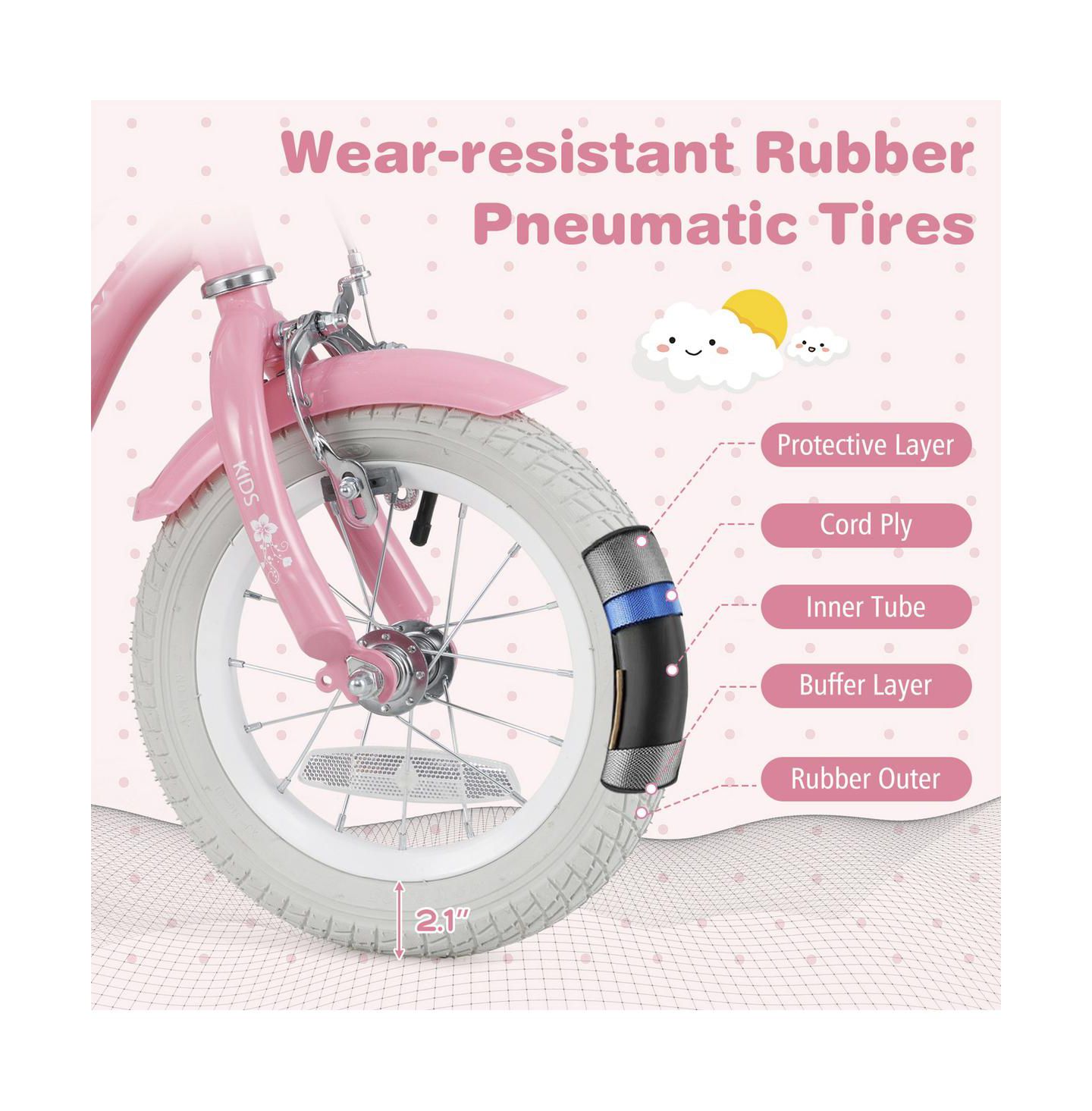 Детская игрушка SUGIFT 12 Inch Kids Bike with Removable Training Wheels and Dual Brakes, Ages 3-4, цвет: Розовый — фото 9
