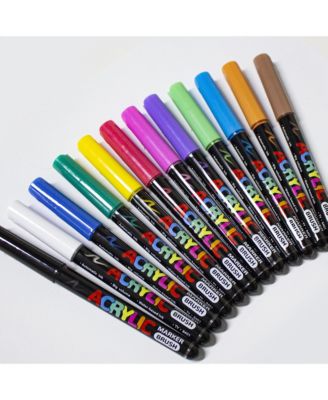 12 Colors Direct Liquid Acrylic Markers, Student Hand-Painted Art Markers for Rocks, Eggs, Wood, Rock, Canvas, Plastic, Glass, Ceramic