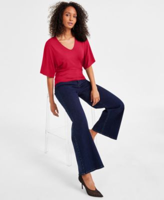 Women's V-Neck Dolman-Sleeve Top, Exclusively at Macy's 