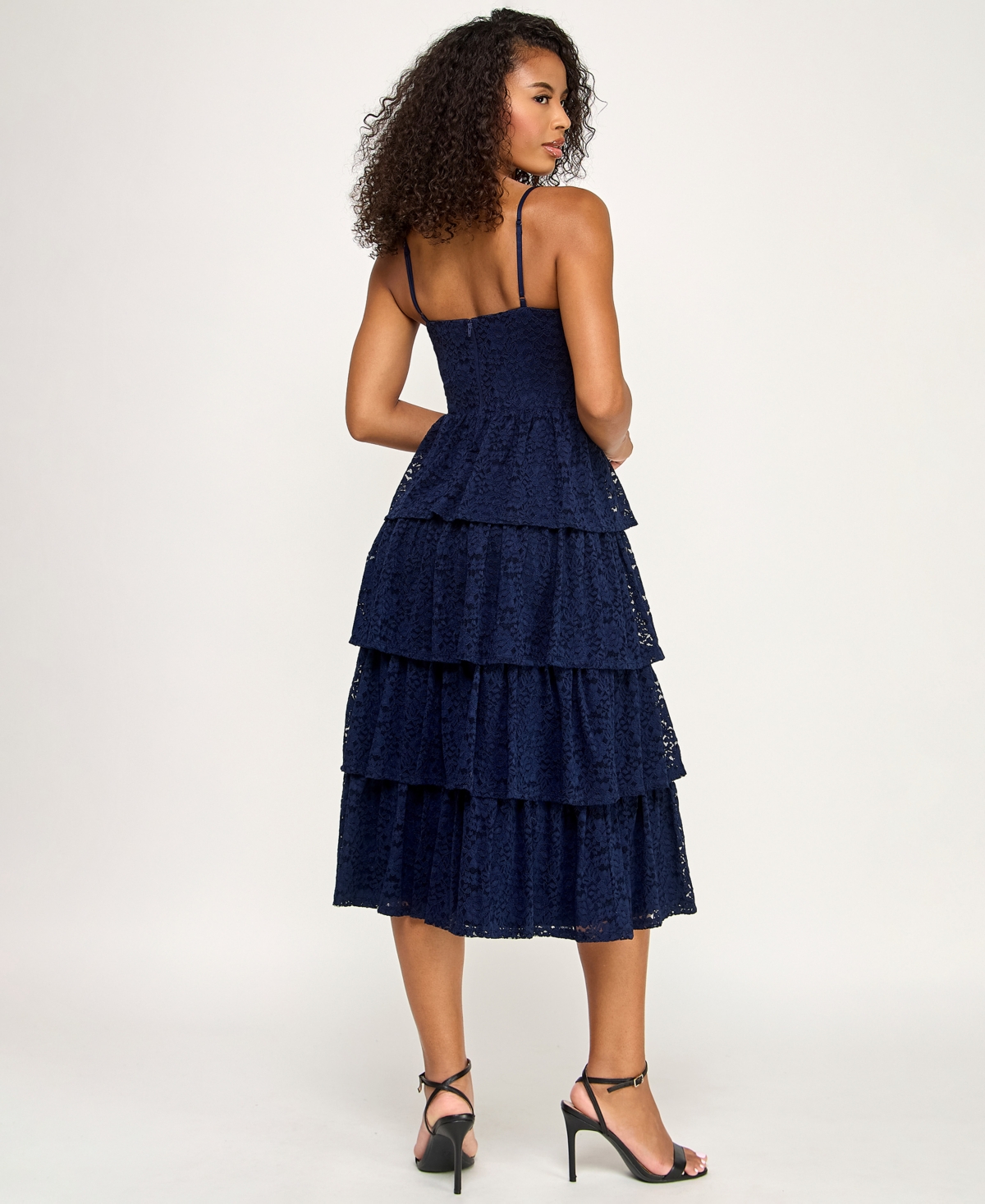 Seni & Cade Juniors' Layered Sweetheart Neck Midi Dress