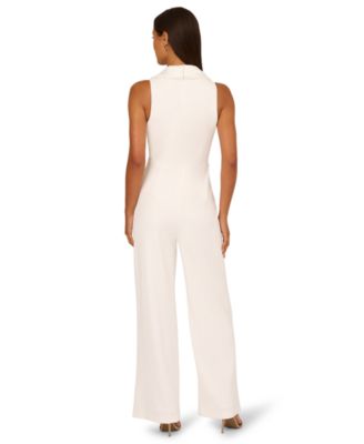 Women's Imitation Pearl Crepe Tuxedo Jumpsuit