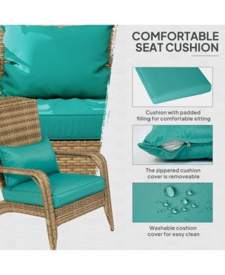 Patio Wicker Adirondack Chair with Soft Cushions, Dark