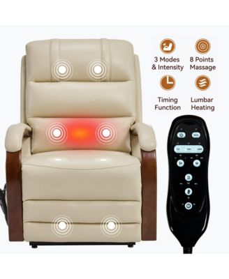Power Lift Recliner Chair Dual Motor Infinite Position Up to 350 LBS with Solid Wood Armrests, Heat Massage and Heavy Duty Motion Mechanism