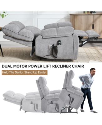 Heat Massage Dual Motor Infinite Position Up to 350 LBS Large Electric Power Lift Recliners with Hidden Cup Holders, Power-Remote