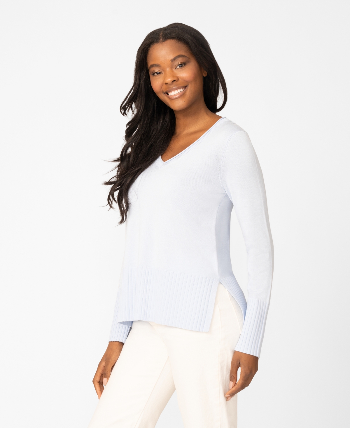 Melissa Paige Women's V-Neck Wide-Hem Wide-Cuff Sweater