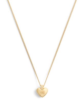 Faux Cultivated Pearl Signature Puffy Heart Pendant Necklace