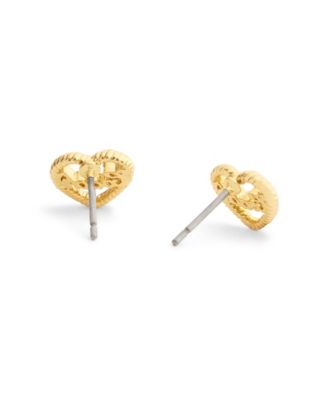 Faux Stone Charming Charms Signature Heart Stud Earrings