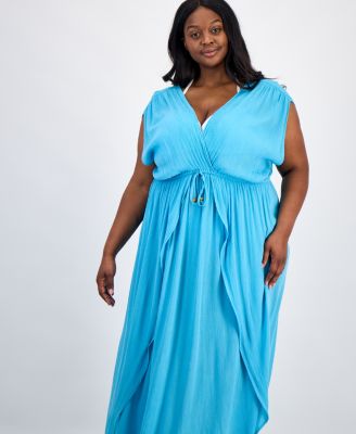 Plus Size Front Slit Cover-Up Maxi Dress