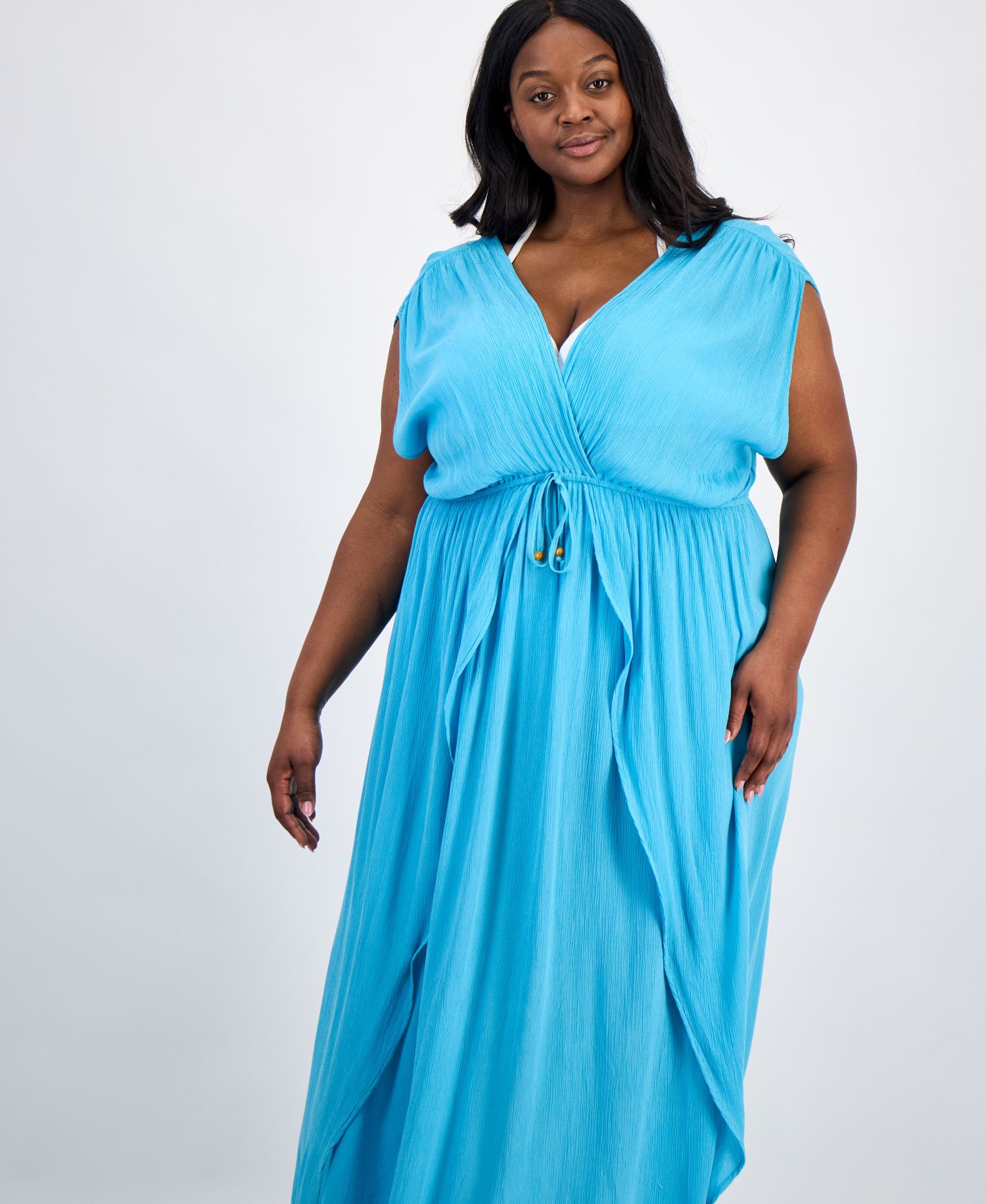Plus Size Front Slit Cover-Up Maxi Dress