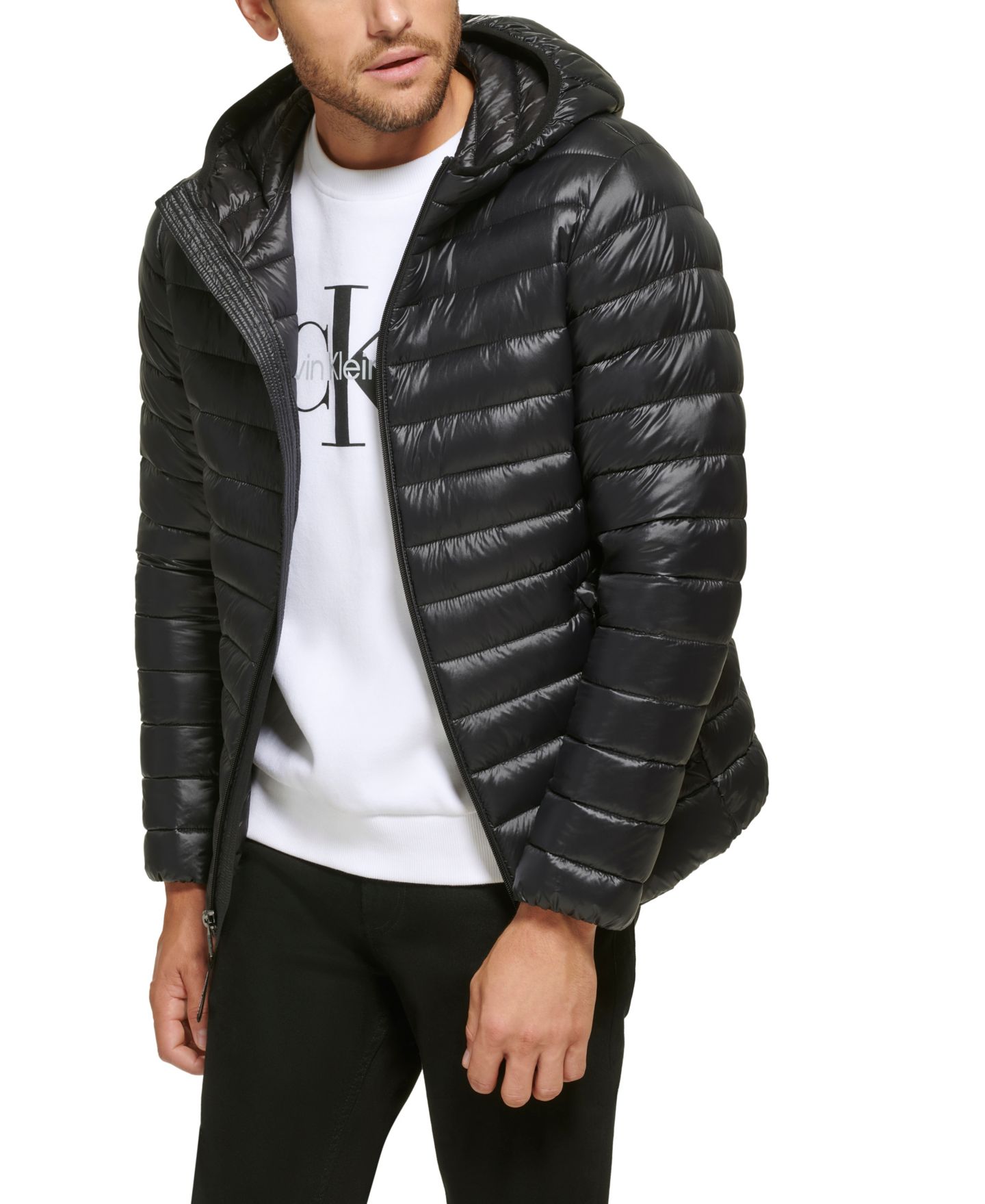 Мужская куртка Calvin Klein Hooded & Quilted Packable, цвет: Чёрный — фото 3