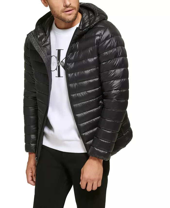 Men's Hooded & Quilted Packable Jacket - thumbnail 8