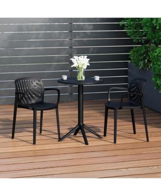 3-Piece Outdoor Resin Patio Bistro Table Set with Stackable Patio Dining Side Chairs For 2