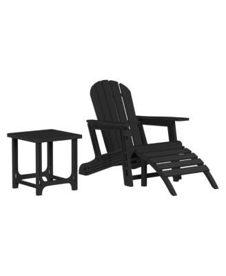 3-Piece HDPE Outdoor Patio Adirondack Chair with Ottoman and 18" Side Table Set
