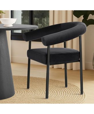 3-Piece Modern Dining Set, 35'' Round Pedestal Table with Velvet Upholstered Armchairs, Small Kitchen or Apartment Set