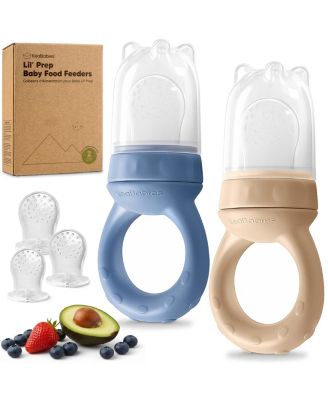 KeaBabies 2-Pack Prep Baby Food Feeder Bpa-Free Silicone Baby Fruit Feeder for Teething 6-12 Months Blw Feeding Essentials - Maritime 12$