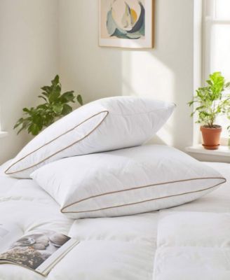 100% Cotton Medium Support Feather Down 2-Pack Pillows, Queen
