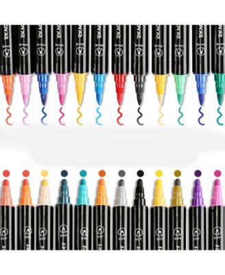 24 Colors Acrylic Marker Set, Double-Ended Opaque Color Pen for Rock Painting, Wood, Canvas and DIY Crafts Making