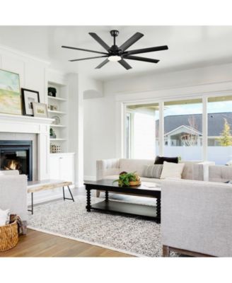 52-inch Modern Exquisite Black 8-Blade Ceiling Fans with Adjustable Led Lights and Intelligent Remote Control