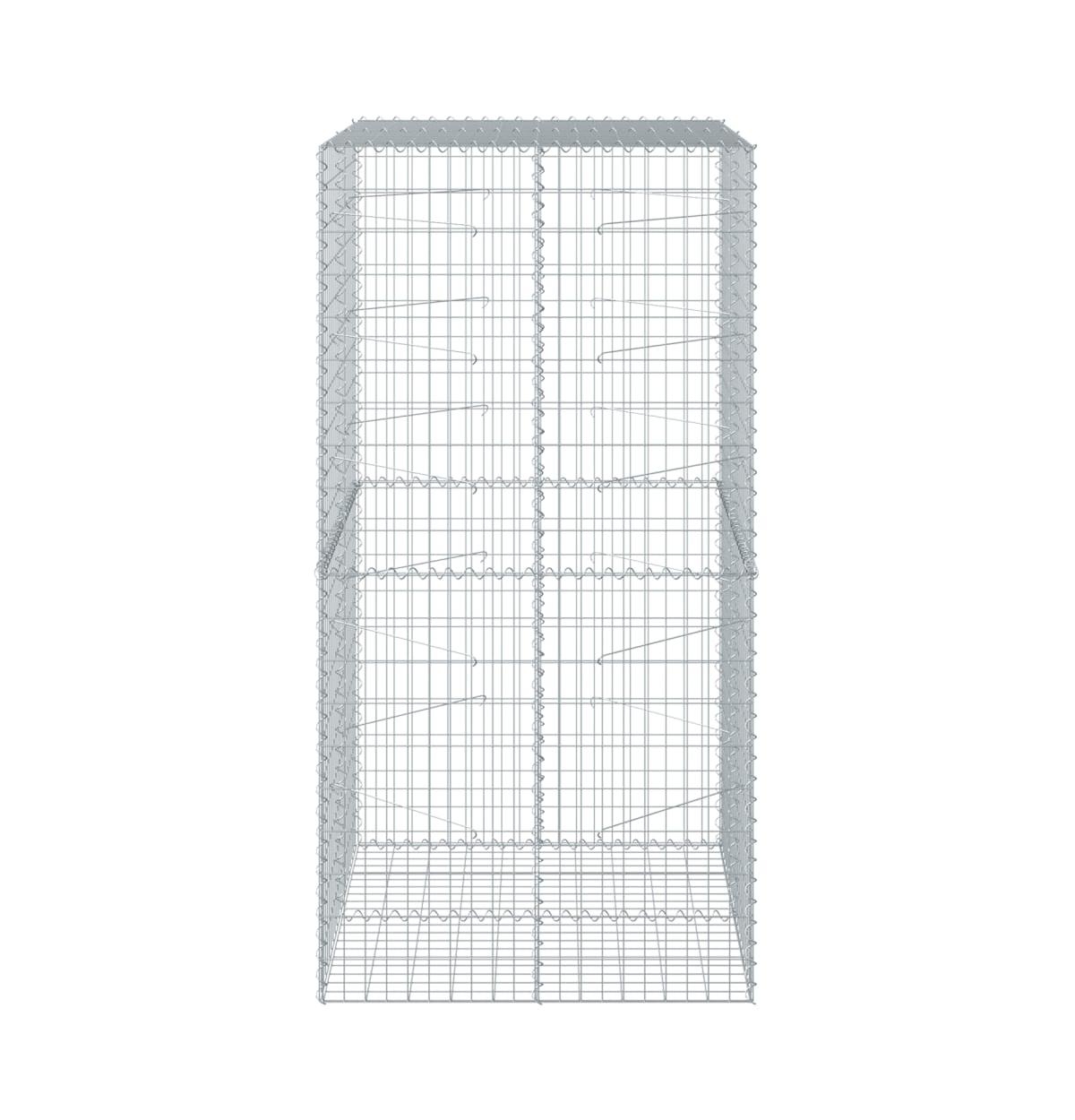 Gabion Basket Silver Galvanized Iron Wire 39.4 x 39.4 x 78.7 in