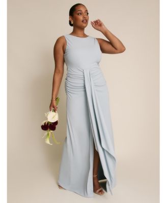 Women's Drape Gathered Sleeveless Stretch Dress