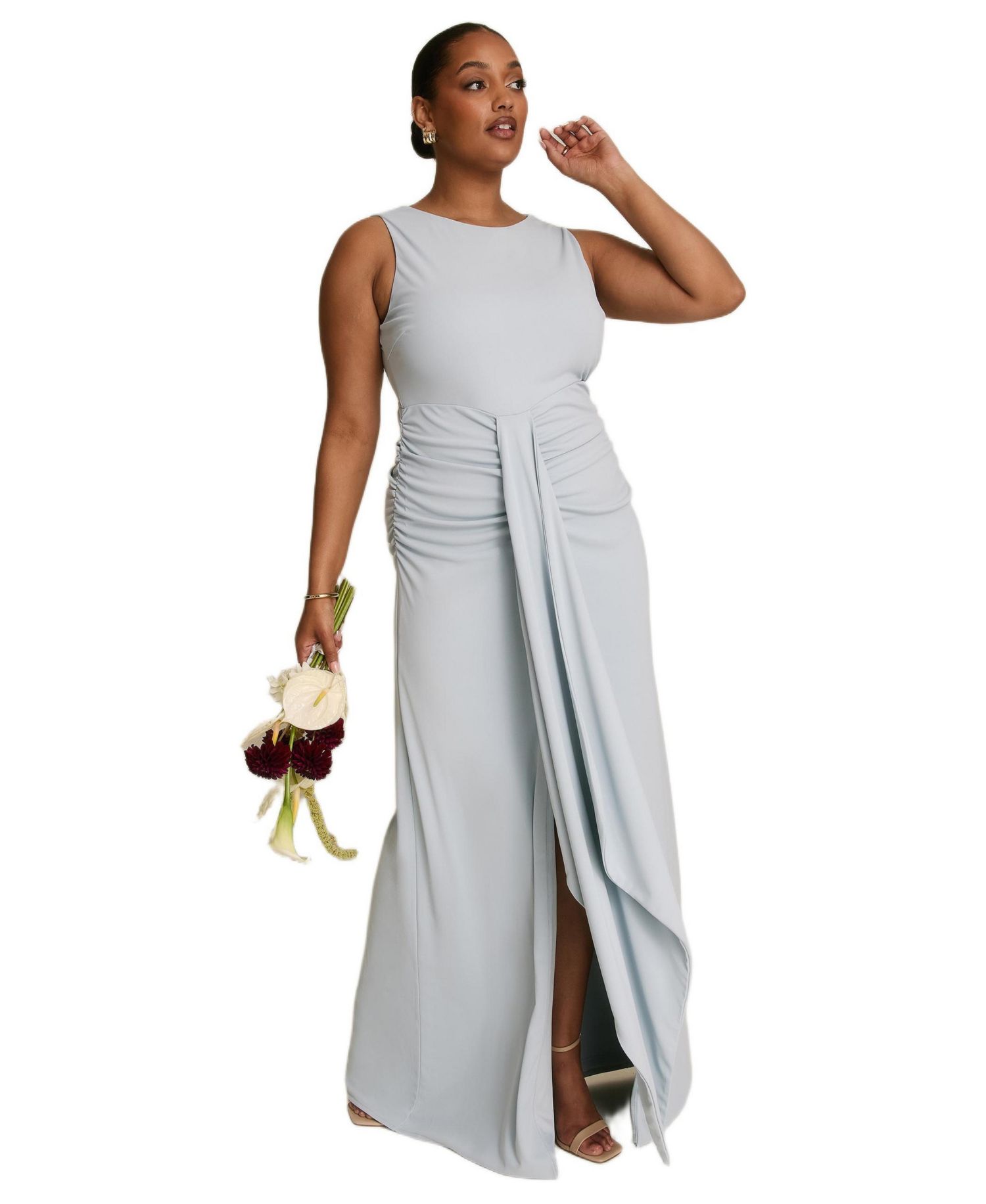 Women's Drape Gathered Sleeveless Stretch