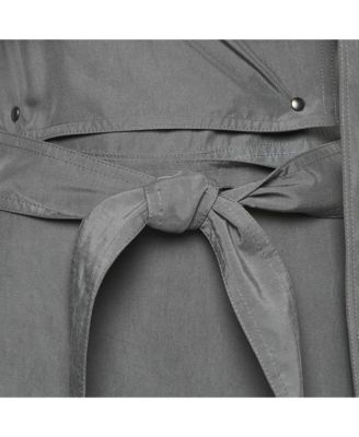 Women's Grey Taffeta Silk Capelet Trench Dress