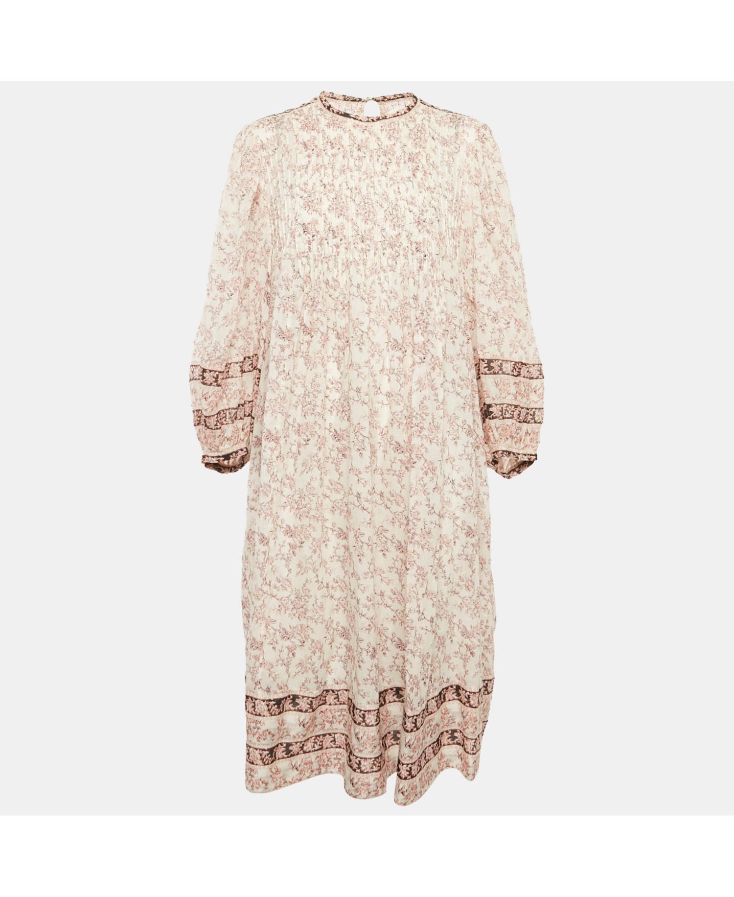 Women's Etoile Pink Printed Cotton Pleated Midi Dress