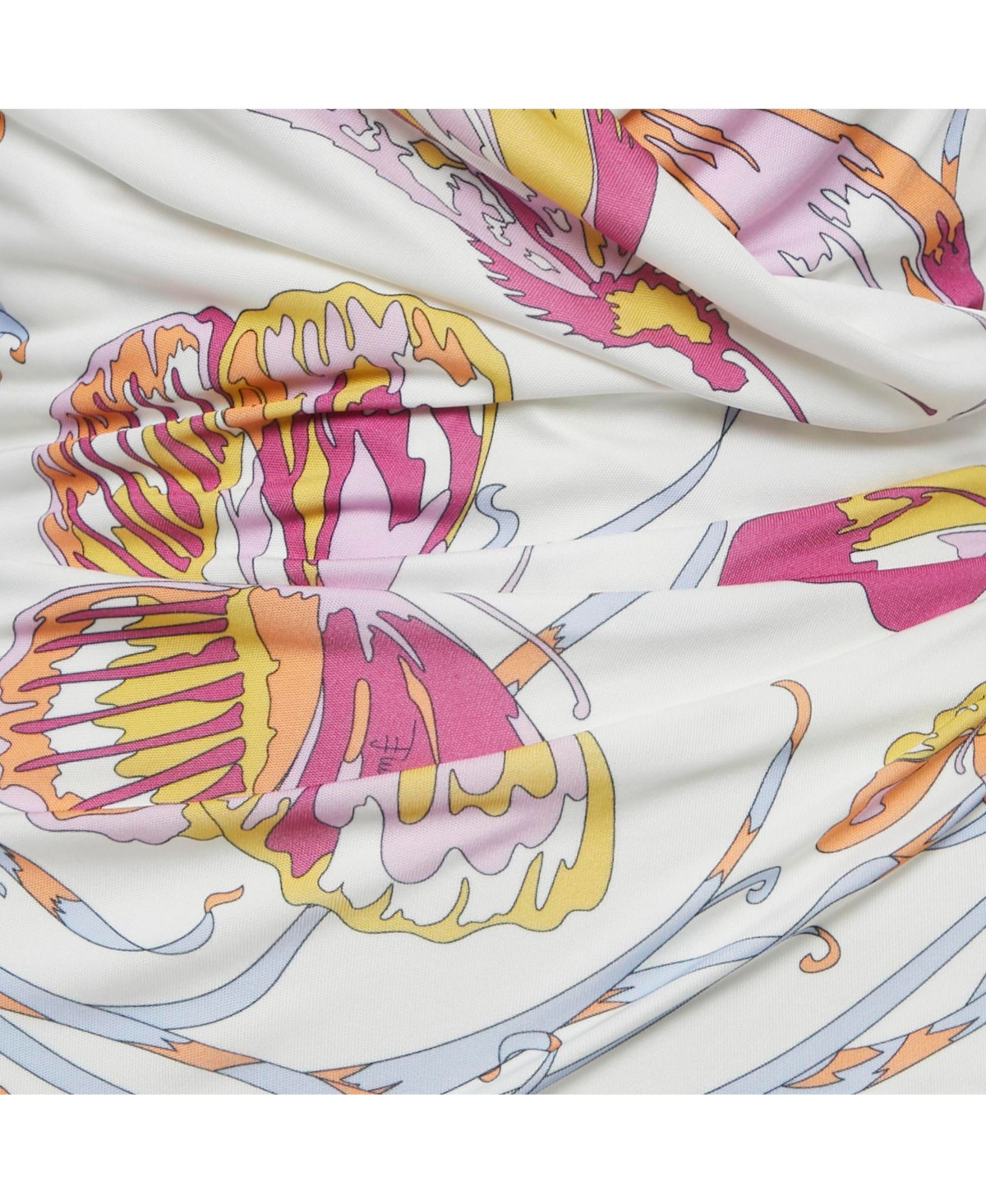 Pre-Owned Emilio Pucci Women's White Printed Jersey Draped Sleeveless Midi Dress