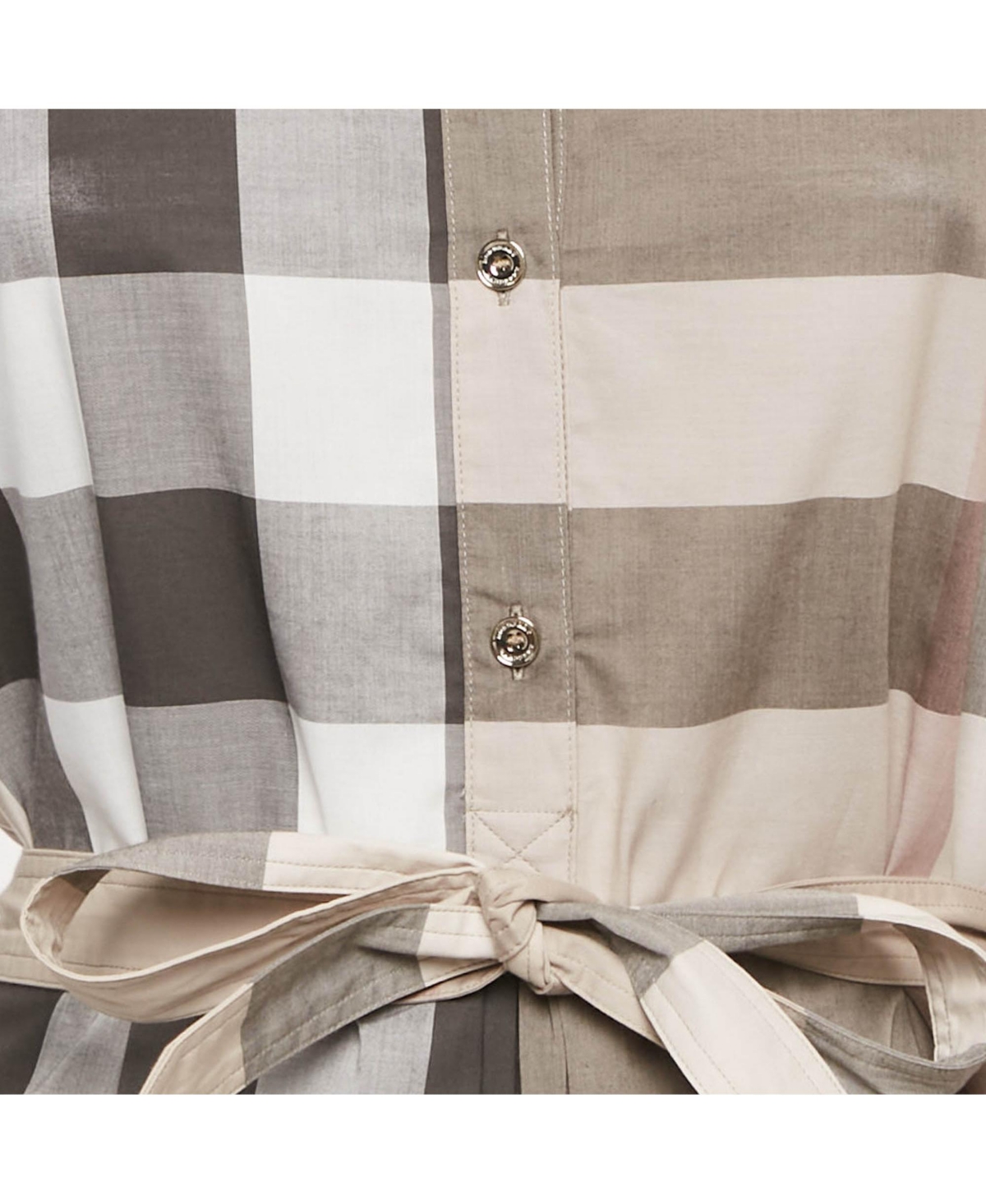 Pre-Owned Burberry Women's Beige Checkered Print Cotton Mini Shirt Dress