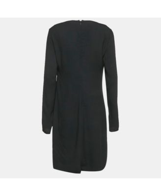 Women's Black Crepe Medusa Pin Detail Short Dress