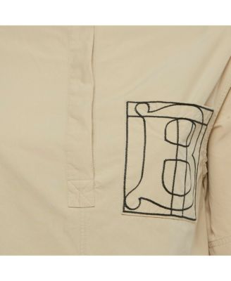 Women's Beige Cotton Monogram Embroidered Cotton Abbie Mini Dress