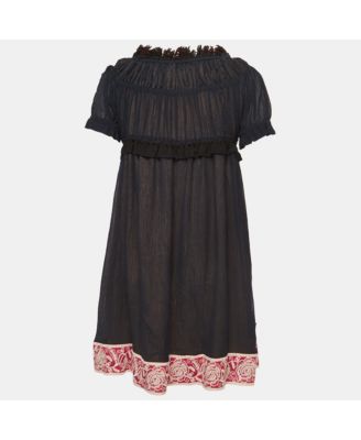 Women's Navy Blue Cotton & Silk Mini Dress