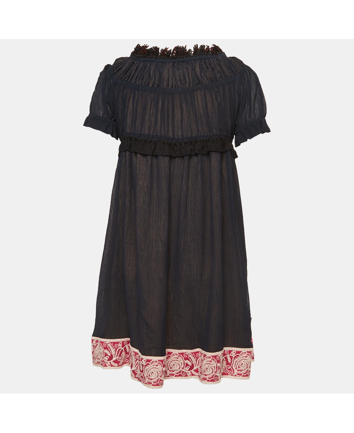 Pre-Owned Chloe Women's Navy Blue Cotton & Silk Mini Dress