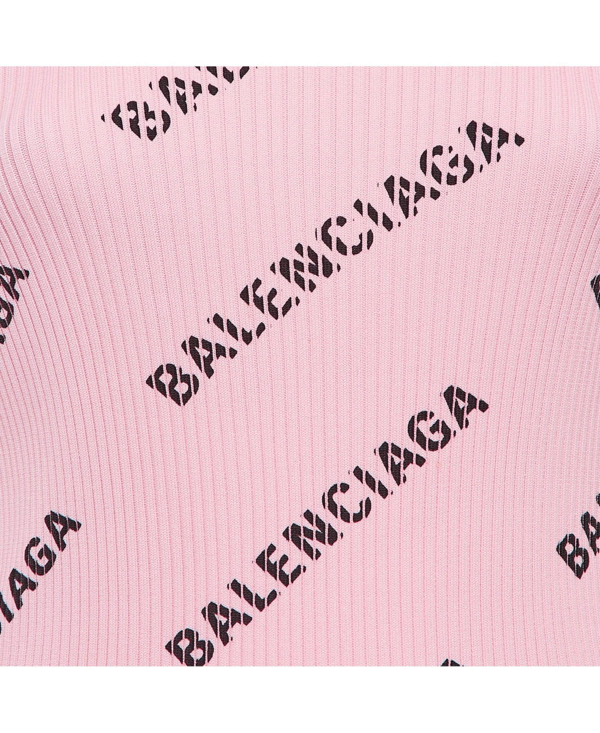 Pre-Owned Balenciaga Women's Pink Logo Print Rib Knit Bodycon Dress