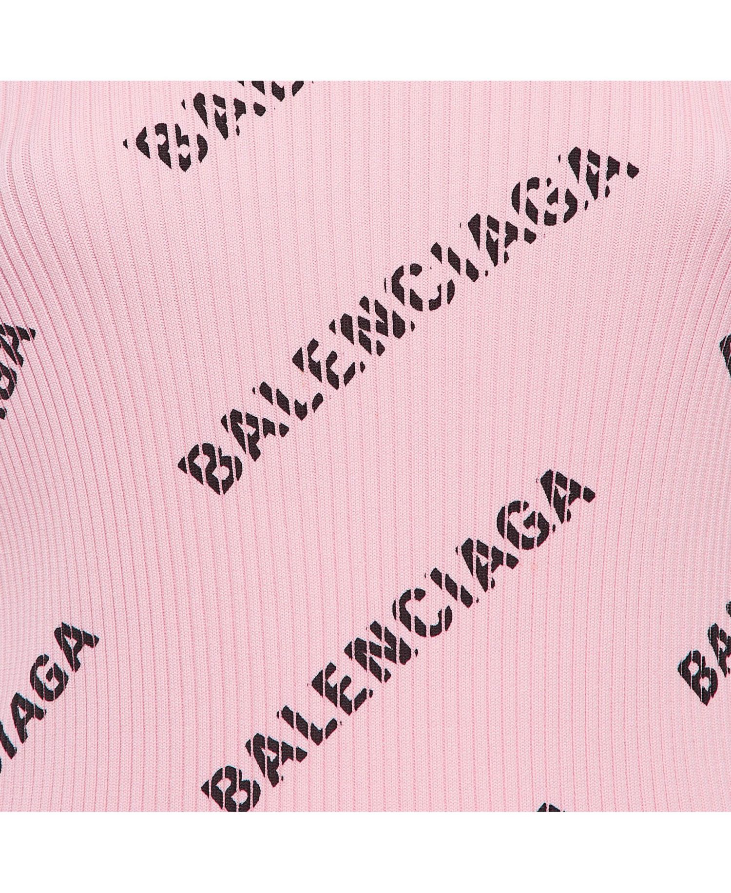 Women's Pink Logo Print Rib Knit Bodycon Dress