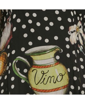 Women's Black Printed Silk Ruffled Asymmetric Long Dress