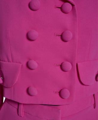 Women's Cropped Double Breasted Collared Jacket