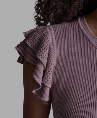 Women's Crewneck Ruffle Sleeve Sweater Top