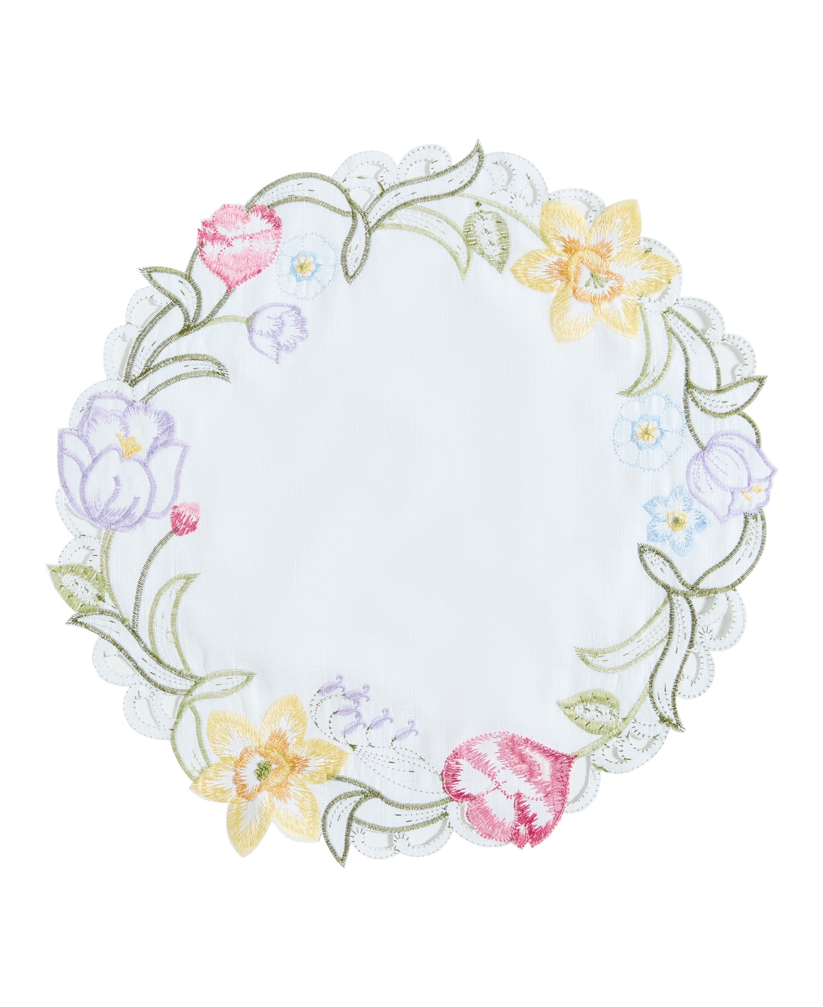 Elrene Embroidered Floral Cutwork Round Placemats, Set of 4