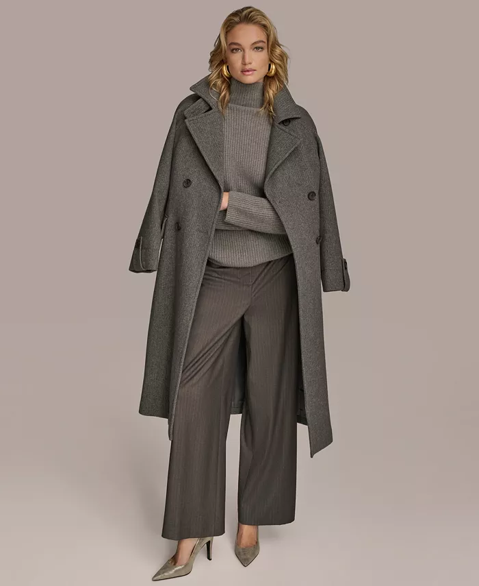 Women's Double-Breasted Belted Wrap Coat - thumbnail 6