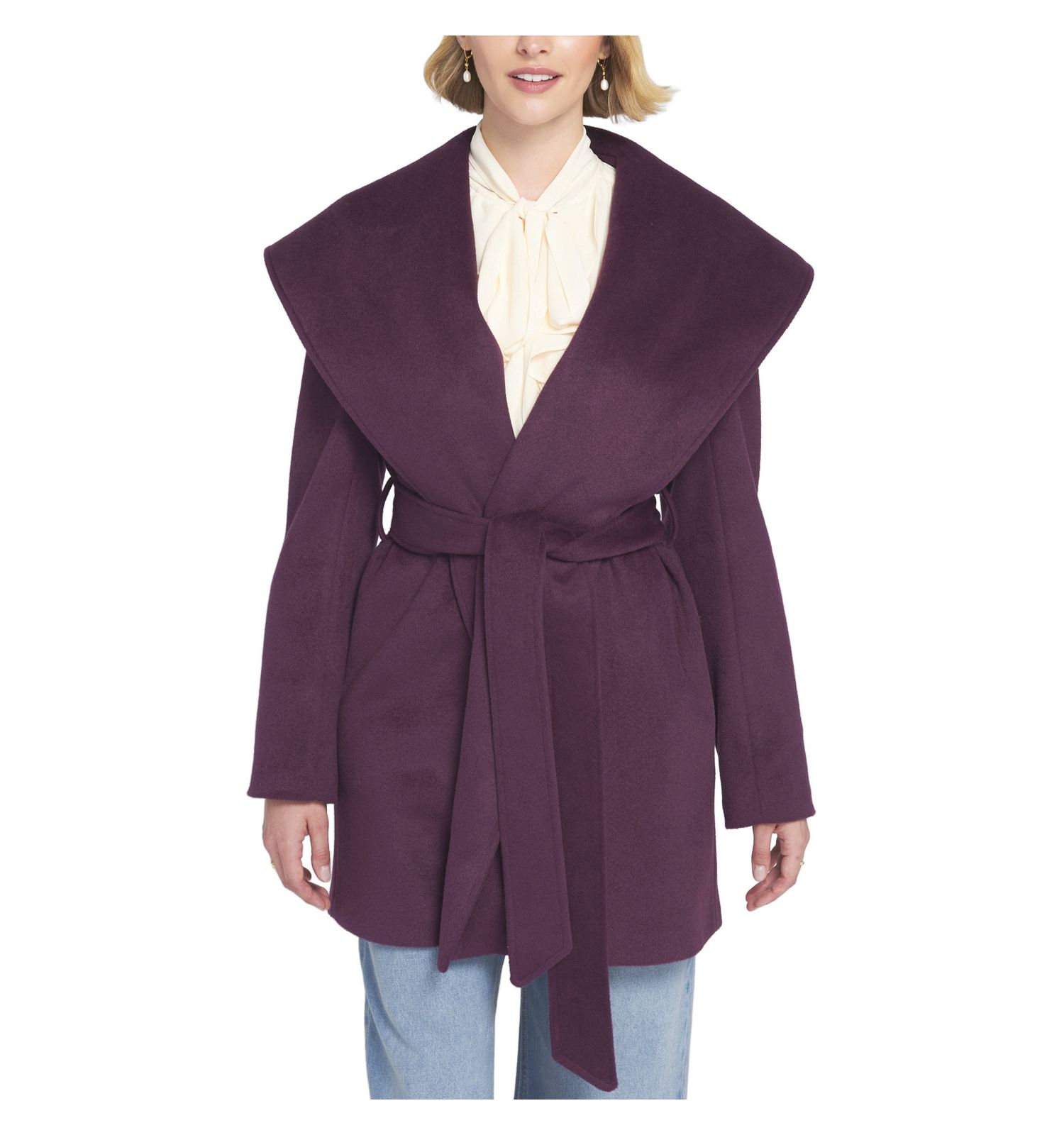 Women's Melton Wrap Coat Belted/Wrap