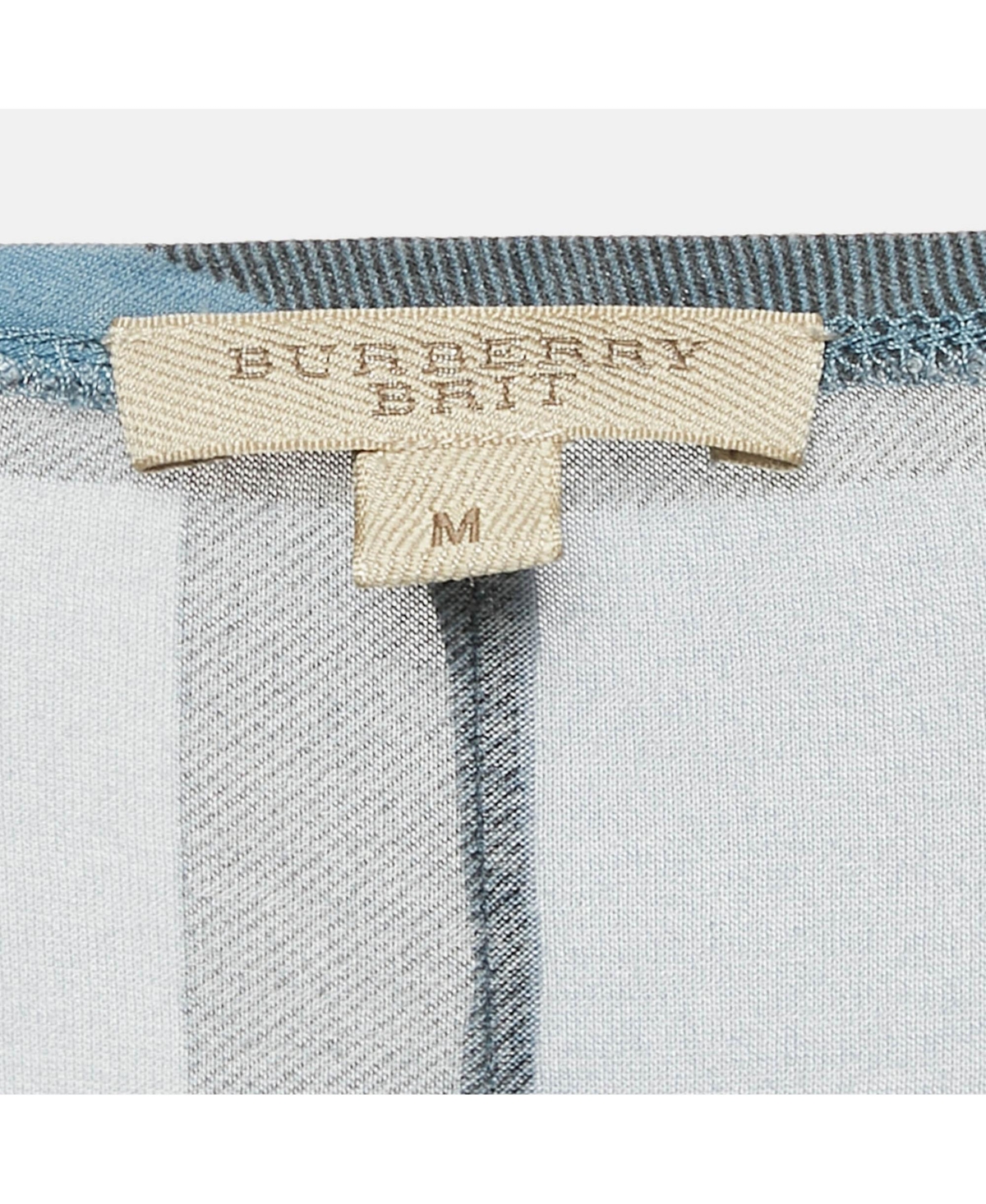 Pre-Owned Burberry Women's Brit Blue Plaid Print Modal Knit Top