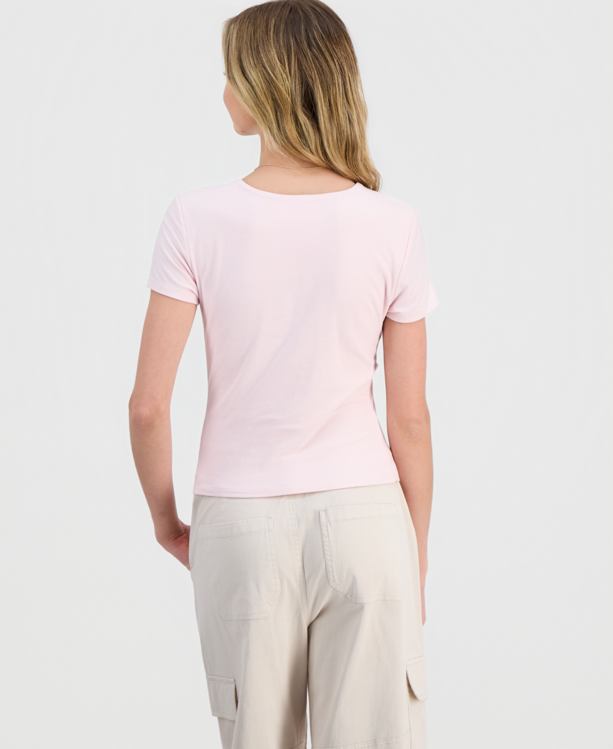 Hippie Rose Juniors' Double-Layer Short-Sleeve T-Shirt