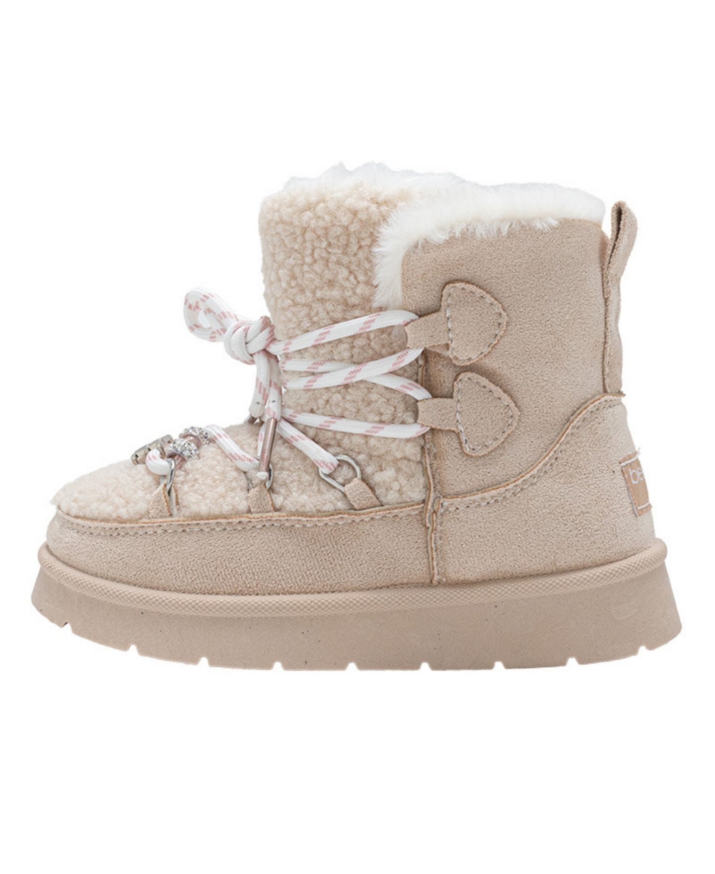 Ботинки Bebe Faux Shearling Lace Up Winter Boots для девочек, цвет: Кремовый — фото 14