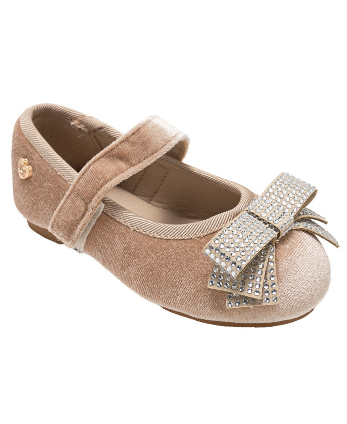 Bebe Girls' Toddler 5T-9T Velvet Rhinestone Bow Flats