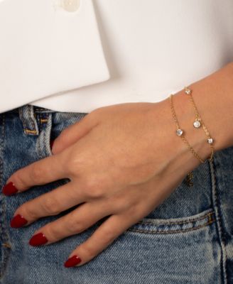 Cubic Zirconia Bezels Gold Plated Bracelet Combo Set