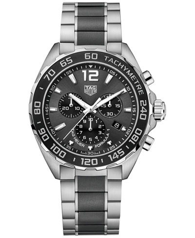 TAG Heuer Men's Swiss Chronograph Formula 1 Two-Tone Stainless Steel and Ceramic Bracelet Watch 43mm CAZ1011.BA0843
